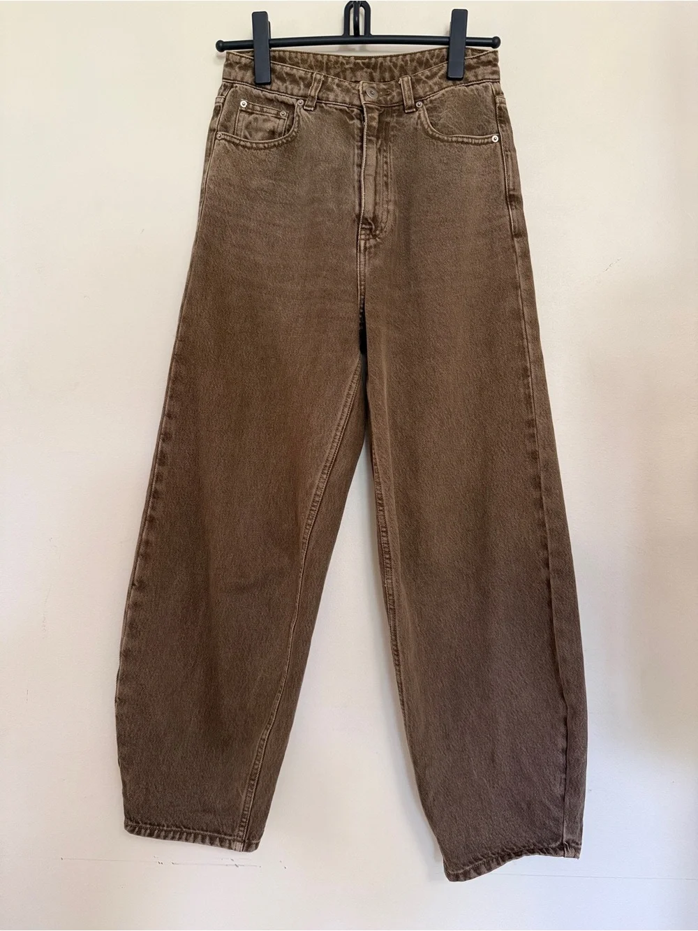 High-Waist Barrel Jeans in Washed Chocolate Brown-size26